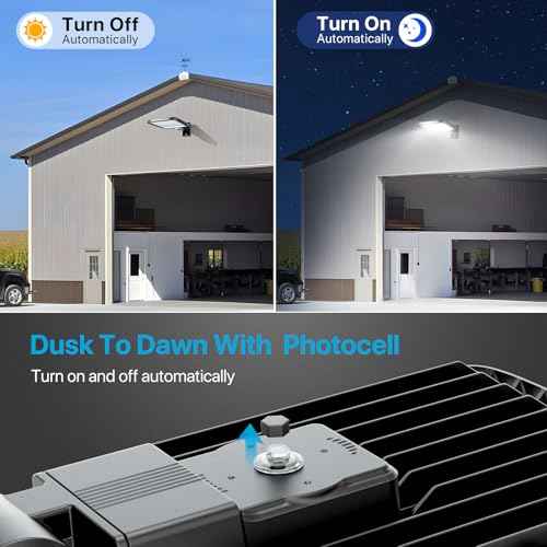 LED Parking Lot Light, 150W LED Barn Light with Dusk to Dawn Photocell, 5000K Daylight, IP65 Waterproof, Adjustable Arm Mount, AC 120V, Commercial Wall Pack Light for Yard, 1 Pack