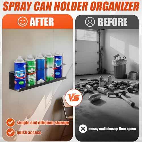 2 Pack Spray Can Holder,Wall Mount Spray Bottle Holder,Heavy-Duty Aerosol Can Holders,Tool Organizer Rack for Garage,Craft Workspace and Home,Holds 10 Cans