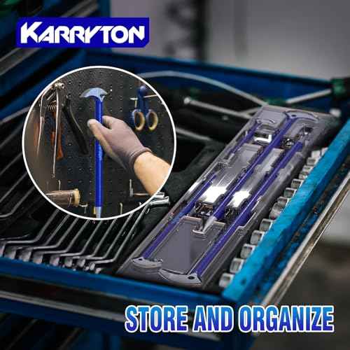 Rolling Head Pry Bar Set (6", 12", 16", 20") ? 4-Piece Heavy Duty Ladyfoot Pry Bars in Molded Plastic Case, Heat-treated Alloy Steel for Automotive, Construction & Demolition