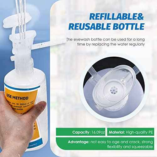 Eye Wash Station Portable Eye Wash Kit for Emergency, Emergency Eye Wash Station with Two Bottles of 16 Ounce, Wall Mount Eyewash kit with Mirror & Emergency Sign, Personal Use, No Liquid