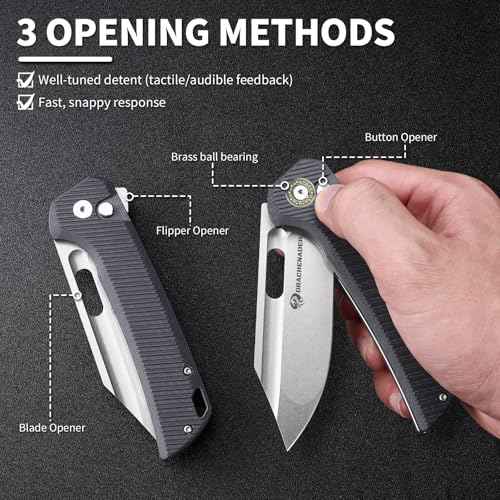 Large Pocket Knife for Men B-26, 8.11" Tactical Folding Knife with 14C28N Blade, G10 Handle, Upgraded Reinforced Lock, Includes Pocket Clip and Nylon Sheath for Camping, Survival