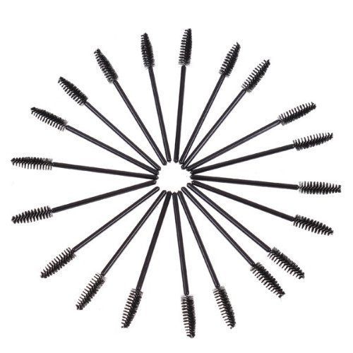 G2PLUS 50pcs Disposable Eyelash Brushes, Mascara Wands Applicator Makeup Kits, Eyelash Spoolies Brushes for Lash Extensions, Eyebrow Grooming, Makeup Kit, Salon Professional Use (Black)