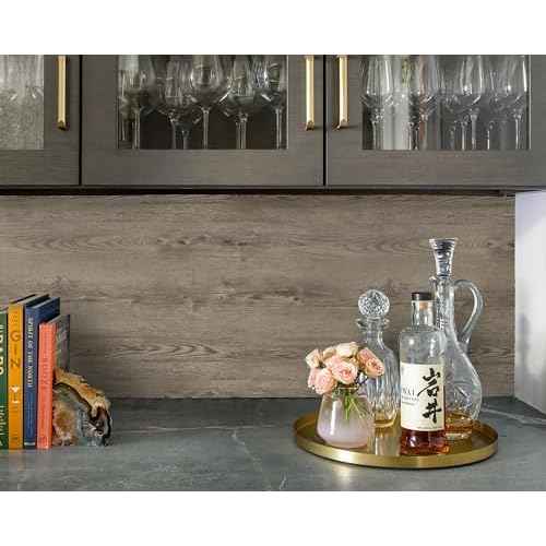 GloryTik 118"X17.7" Grey Brown Wood Grain Contact Paper Faux Wood Peel and Stick Wallpaper Wood Removable Self Adhesive Waterproof Wallpaper