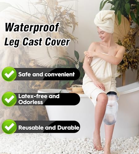 Knee Cast Cover for Shower, Waterproof Bandage Cast Protector for Knee Replacement Surgery, Wound, Burns Reusable Watertight Protection