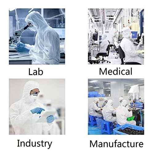 Fancystyle Disposable Protective Coverall with Hood 4 Sizes Options Zip Front Elastic Wrists & Ankles White 6 Pack