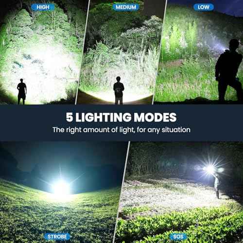 Flashlight Rechargeable 99,000 High Lumens - 3 Pack Bright LED Flash Light with 5 Modes, Handheld Waterproof Linterna for Camping, Home, Outdoor
