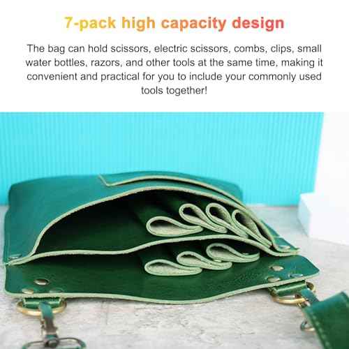 Scissor Holder, Hair Tool Bag Built in 7 Scissor Positions Shear Holder Hairstylist Essentials with Waist Shoulder Belt for Hairstylist Groomer Makeup Artists Comb Clip (Black)