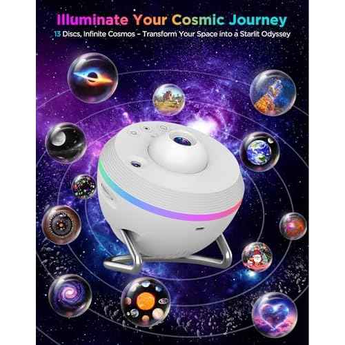 Galaxy Projector, 13 in 1 HD Planetarium Galaxy Star Projector for Bedroom, Star Projector Galaxy Light with Timer, Meteor & RGB Lighting Effects, Galaxy Light Projector for Kids, Adults
