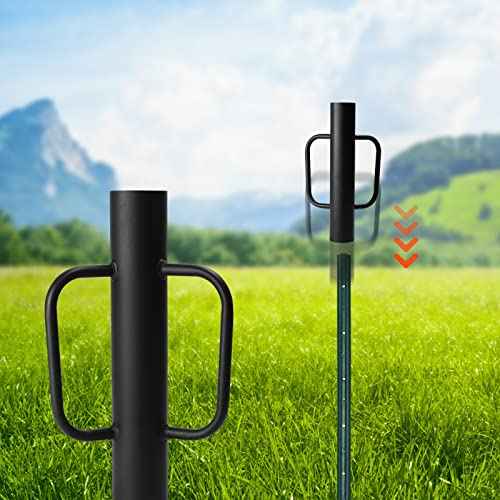 Black Fence Post Driver£¬16.5 Inch T Post Driver,12LB Hand Post Pounder with Handle, Heavy Duty Post Hole Diggers