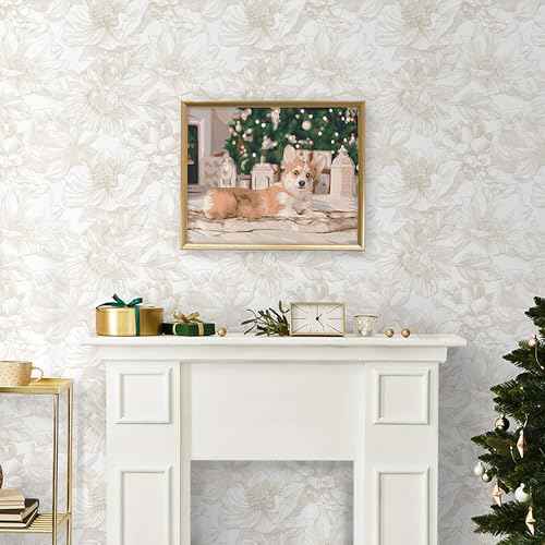 Ismoon Large Floral Peel and Stick Wallpaper Boho Beige Contact Paper 17.3inx6.5ft Neutral Wall Paper Removable Self Adhesive Wallpaper Bedroom Cabinet Bathroom Waterproof Mural Wall Decor Vinyl Roll