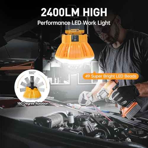 20V LED Camping Lantern for Dewalt 20v Battery, 24W LED Work Light for Emergency and Hurricane,Camping, Hiking, Fishing£¨Battery Not Included£©