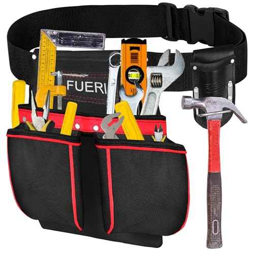 FUERI Cordura Tool Pouch with Belt Clip Hammer Hoslters 11 Pocket Pouches for Tool Belt Construction Carpenters Electrician Men Women Workers