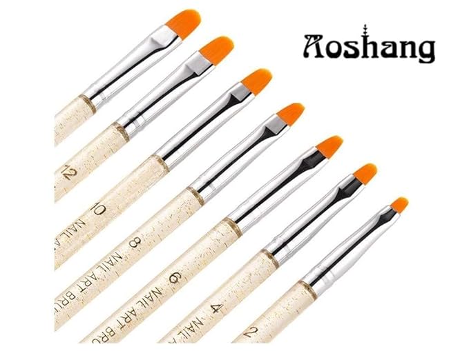 7Pcs Uv Gel Nail Brush, Poly Extension Gel Brush, Nail Art Tips Builder Painting Pen Set(No.2/4/6/8/10/12/14)