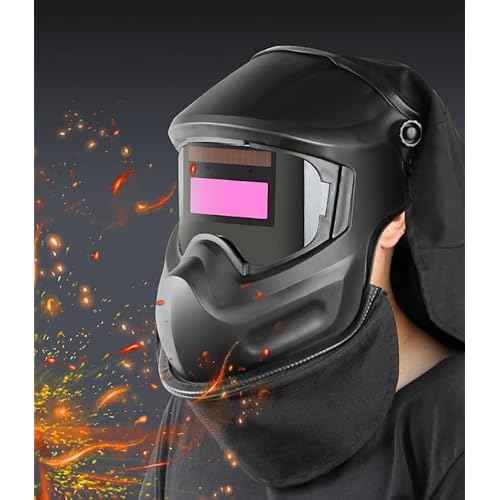 2 Piece Welding Helmet FR Cotton Front Bib & Rear Extended Hood Set with Press-In Seal, Full Protection, Fits Most Welding Helmets, Compatible with Lincoln Welding Helmet and Most Welding Helmets