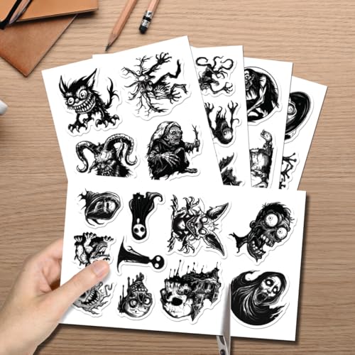 Creepy Horror Monster Vinyl Stickers Pack 50Pcs for Laptop Water Bottle Skateboard Journal Scrapbook Teens Adults Gothic Halloween Aesthetic Waterproof Decals Wall Decoration