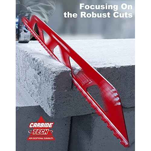 EZARC Demolition Masonry Reciprocating Saw Blades 12 Inch/18 Inch, Carbide Sawzall Blades for Cutting Aerated Concrete and Hollow Brick, 2-Pack