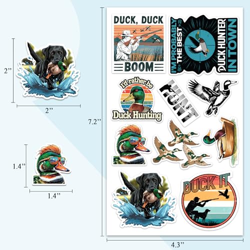 Duck Hunting Stickers 50 Pieces Vinyl Waterproof Decal for Laptop Water Bottle Phone Car Window Bike Motorcycle Stakeboard Scrapbook Ducks Hunt Sticker Gifts