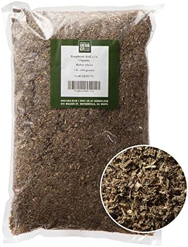 Organic Raspberry Leaf Cut & Sifted, by Herb Co, Rubus Idaeus, from Albania, Kosher, for Tea, Apple Cider Vinegar, Salves, Lotions, Creams, Toner & Hair Rinse, 1/4 lb