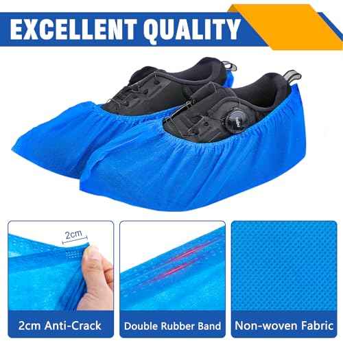 600 Pack(300 Pairs) Shoe Covers Disposable, Non-woven Fabric Shoes Covers for Indoor, Blue Durable & Reusable Disposable Boot & Shoe Covers, Larger Size Fits Various Shoes