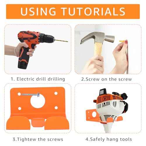 Weeding Machine Wall Mounted Hanger, garage organization manager storage shed wall rack, suitable for Stihl electric tools, hedge trimmer, lawn mower, garage wall, garden trimmer hanger (2-piece set)
