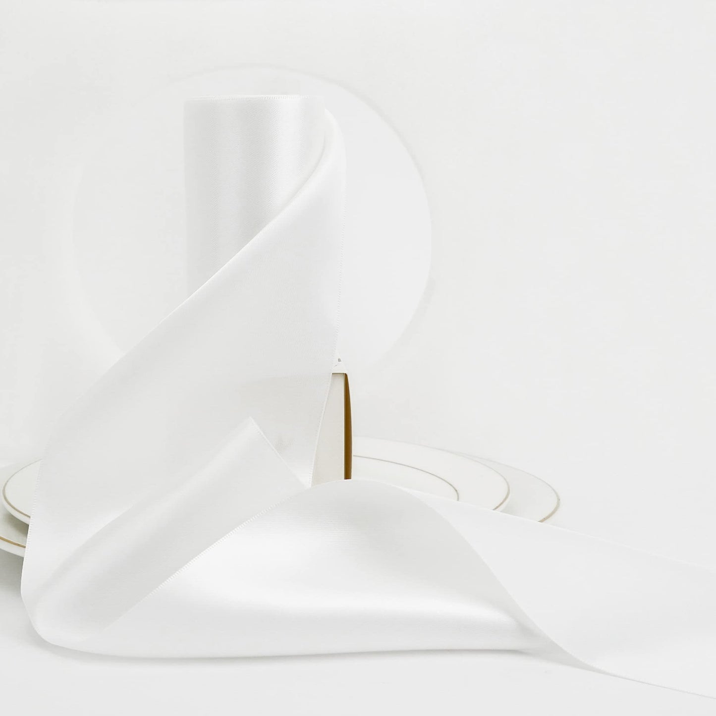 HUIHUANG White Satin Ribbon 4 inch Wide Double Faced Polyester Large Ribbon for Chair Sash Wedding Party Supplies Cake Decor Bows Making Flower Bouquet Sewing Crafts Gift Wrapping -10 Yards/Roll