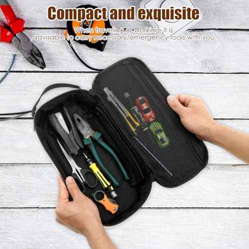 2 Pack Small Tool Bags, Portable Tool Box Organizer, Heavy Duty Tool Storage Bag with Zipper Work Tote for Repairman, Electrician, Carpenters (Brown*2)