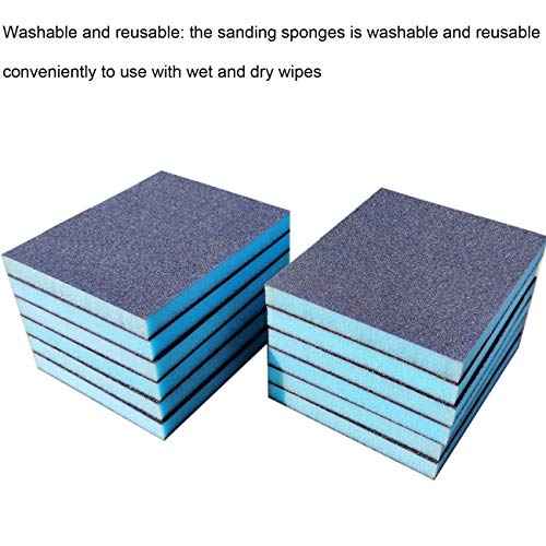 12 Pack 100 Grit Medium Grade Sanding Blocks, Washable and Reusable Sand Sponge for for Brush Pots, Polishing Wood and Metal