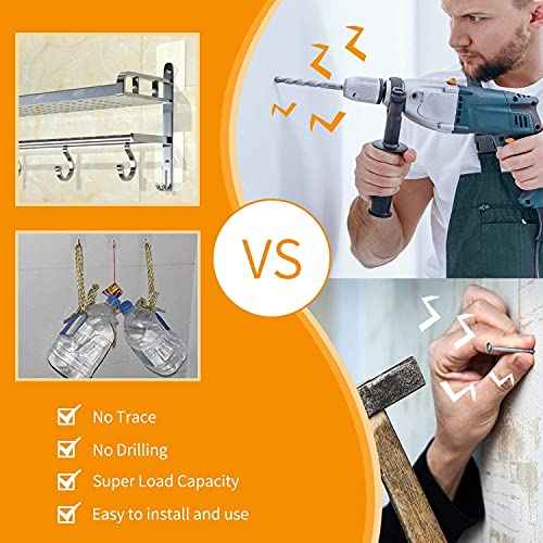 8-Set Adhesive Screws Wall Mount Hanging Nails No-Trace No Drilling Stick-on Sticky Screw with 3 Different Size Screw for Bathroom Kitchen Storage Room Tile Wall (1)