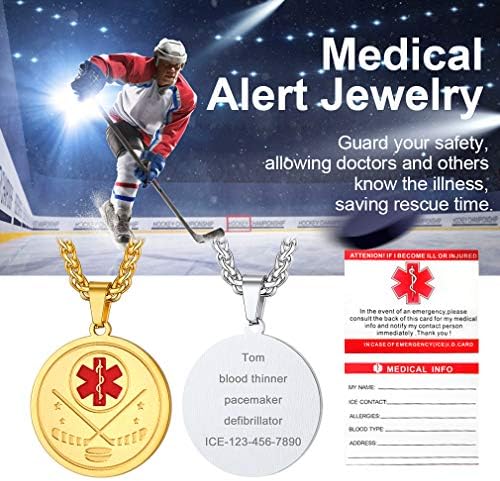 Supcare Medical Alert Necklace for Men Women, Stainless Steel Engraved Medical Emergency Pendant,Customized Medical ID Jewelry(16 Types)