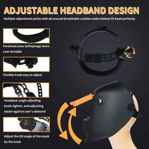 Auto Darkening Helmet with True Color View and Welding Gloves, Easy-flip Design Welder Helmet, Ultre Light and Solar Powered Welding Helemt, Adjustable Shade Range 4/9-13 for TIG MIG ARC Weld