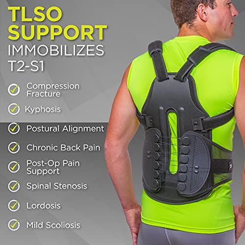 BraceAbility TLSO Full-Body Back Brace Support - Hard Clamshell Jacket for Thoracic Kyphosis, Parkinson's Disease, Fractured Spine, Scoliosis, Postural Correction, Post-Surgery Recovery (Medium)