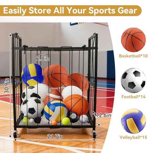 moniko Basketball Storage Rack ? Heavy Duty Sports Ball Organizer for Garage, Home, or Gym ? Holds 6-12 Basketballs/Soccer Balls ? Wall-Mounted or Freestanding Metal Rack