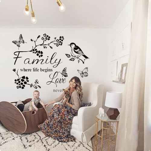 Wall Decor Sticker Family Letter Vinyl Wall Art Decal Removable Wall Stickers Quotes Family is Everything Decals Art Mural Home Decor for Living Room Dining Room Kitchen.£¨Black£©