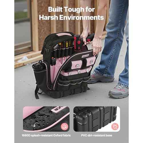 VEVOR Tool Backpack, 56 Pockets, Heavy-duty Tools Storage Organizer Work Bags Backpack with Laptop Compartment & Molded Base, Electrician Jobsite Backpack for Electrician, Repairman, and HVAC Techs