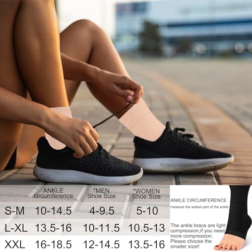 Ankle Brace Compression Sleeves Open Toe Compresion Socks for Women Men,Plantar Fasciitis Socks with Arch Support Nude S/M