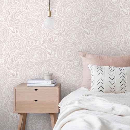 CiCiwind Pink Wallpaper Floral Peel and Stick Wallpaper Modern Flower Contact Paper for Bathroom Bedroom Boho Removable Self Adhesive Wall Paper for Kitchen Cabinets Drawer Shelf 78.7" ¡¿ 16"