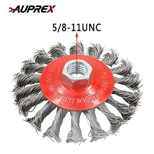 2 Pack 4 Inch Twist Knotted Wire Wheel Brush for Angle Grinder with 5/8 Inch-11 Threaded Arbor - 0.02 Inch Carbon Steel Wire for Heavy-Duty Conditioning of Various Metals