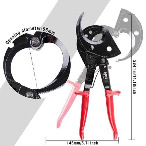 HKS Ratchet Cable Wire Cutter Heavy Duty for Cutting Electrical Aluminum Copper and Multi-core Cables up to 400mm©÷(AWG 750MCM)