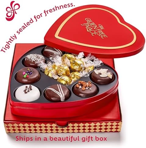 Gluten Free Palace Heart Shaped Tin – Assorted Gluten Free Chocolate Covered Cookies & Premium Milk Chocolate – Gourmet Gift Box for Family, Friends, Colleagues, & Adults