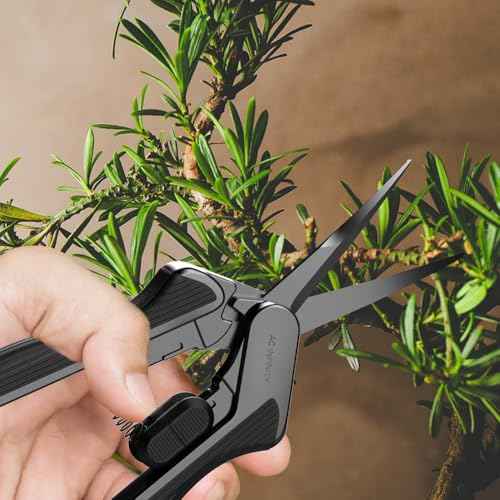 AC Infinity 6.6¡± Stainless Steel Curved Pruning Shear, Lightweight Ergonomic Design, Curved Precision Blades with Nonstick Titanium Coating for Gardening, Hydroponics, Grow Tents