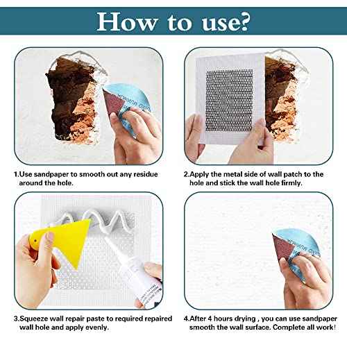 4" 6" 8" (Two of Each) Wall Repair Patch, Plasterboard Patch, Safe Mend Plaster Repair Kit, Safemend Drywall Repair Adhesive, Filler for Walls Ceiling Hole, Self Adhesive Aluminum Mesh Wall Repair