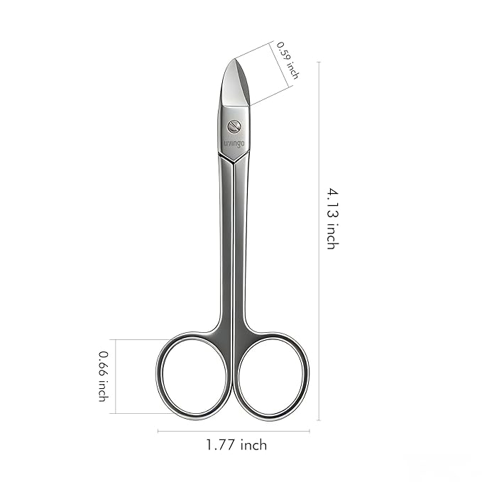 LIVINGO Professional Sharp Small Toenail Scissors - 4.13 Inch Compact Size Stainless Steel Nail Manicure Pedicure Scissors Long Handles for Men & Women Thick and Hard Fingernails