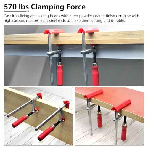 Quick Screw Guide Rail Clamp for MFT Table and Guide Rail System 7-7/8" Capacity x 2-3/8" Throat Depth 570 lbs Clamping Force (2 Pack) Red/Silver