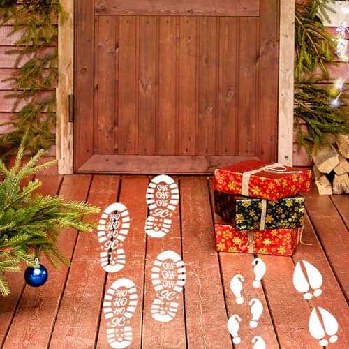 Christmas Stencils for Crafts Reusable 12¡± Santa Footprint Stencil Holiday Stencils for Floor Porch Wood Sign Decor