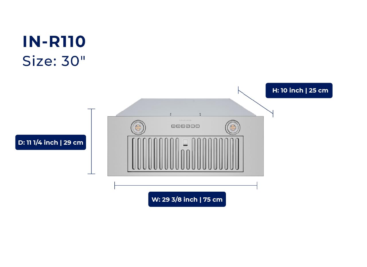 Hauslane Range Hood Insert 30 Inch, Hood Vent for Kitchen| HauSMART™ App & Voice Control |4-Speed Fan, LED GU10 Lights | Dishwasher-Safe Baffle Filters, Stainless Steel Ducted|Ductless Range Hood