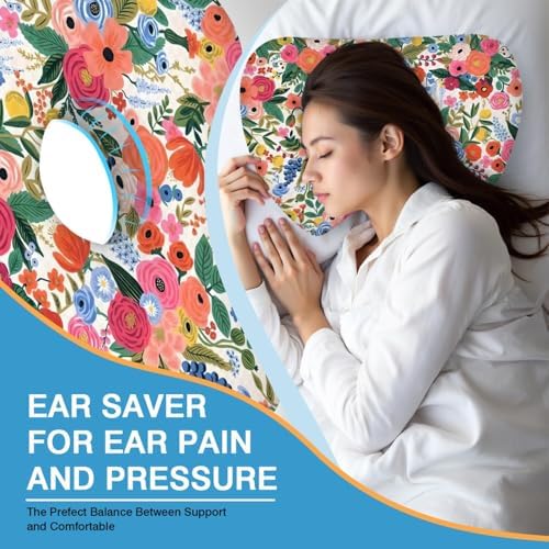Ear Piercing Pillow for Side Sleepers Pillows with Holes for Ear Pain,Donut Pillow for Ear Side Sleeping Pillow for Adults CNH Ear Pain Relief Pressure Sores Ear Pillow with Hole in Center