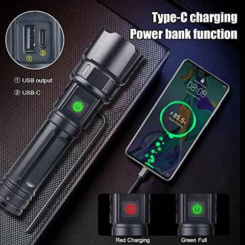 VASTFIRE USB-C Rechargeable Green Flashlight Zoomable 1000 Yard Pressure Switch Scope Rail Mount Hogs Predators Night Hunting