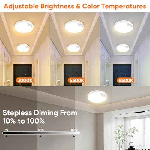 2 Pack 10000mAh Rechargeable Motion Sensor Ceiling Light with Remote, Battery Operated Closet Light No Wiring, Magnetic Wireless LED Ceiling Lights, 3 Color Overhead Lamp for Shower Pantry Hallway
