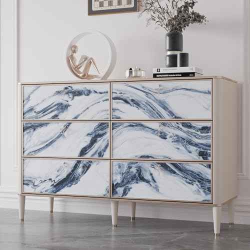 VaryPaper 15.7''x78.7'' Navy Blue and White Marble Wallpaper Peel and Stick Countertops Waterproof Marble Contact Paper for Table Desk Counter Top Vinyl Wrap Removable Granite Wall Paper for Kitchen