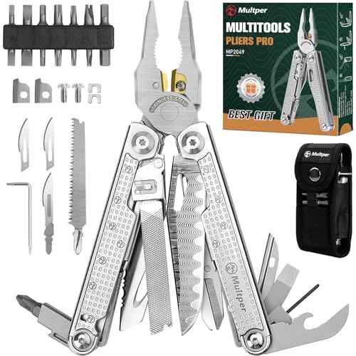 Multitools Pliers Pro, Upgraded Multi Tool With Damascus Knife, Replaceable Wire Cutters and Screwdirver Set, Foldable Multitools with Scissors, Screwdriver, Ideal for Camping,Survival, Repair